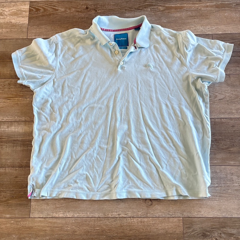 Tommy Bahama Polo Shirt Mens‎ XXL Light Blue 100% Pima Cotton Island Modern Fit